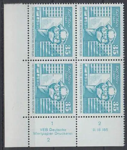 DDR 1821 DV DWD Druckvermerk Formnummer 2 postfrisch ** Eckrand (6344C)
