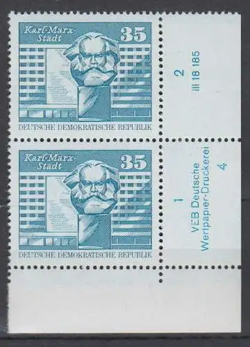 DDR 1821 DV DWD Druckvermerk Formnummer 4 postfrisch ** Eckrand (6345C)