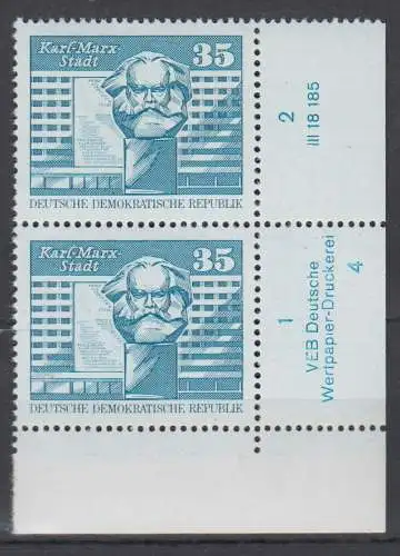 DDR 1821 DV DWD Druckvermerk Formnummer 4 postfrisch ** Eckrand (6345C)