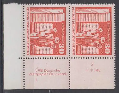DDR 1899 DV DWD Druckvermerk Formnummer 1 postfrisch ** Eckrand (6341A)