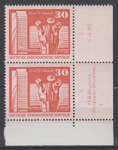 DDR 1899 DV DWD Druckvermerk Formnummer 1 postfrisch ** Eckrand (6341A)