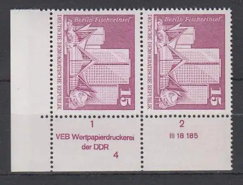 DDR 1853 II DV WPD Druckvermerk Formnummer 4 postfrisch ** (6366C)