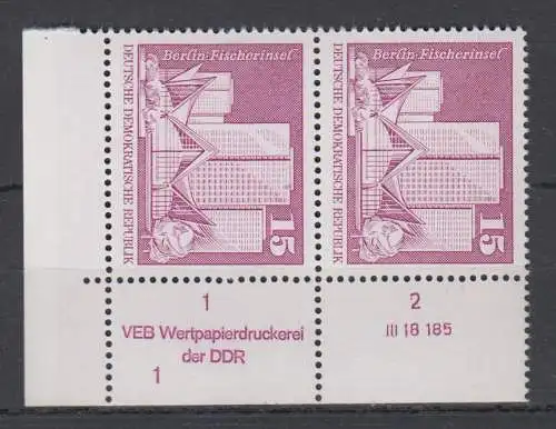 DDR 1853 II DV WPD Druckvermerk Formnummer 1 postfrisch ** (6362C)