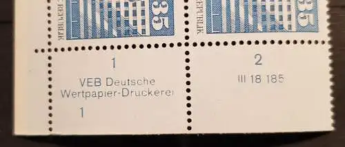 DDR 1821 DV DWD Druckvermerk Formnummer 1 postfrisch ** RWZ (6398A)