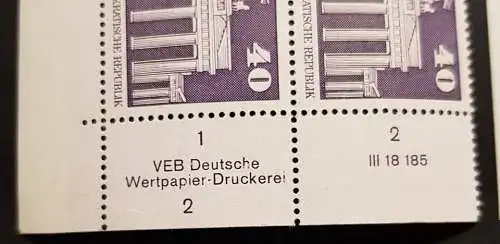 DDR 1879 DV1 DWD Druckvermerk Formnummer 2 postfrisch RWZ Eckrand (6418C)