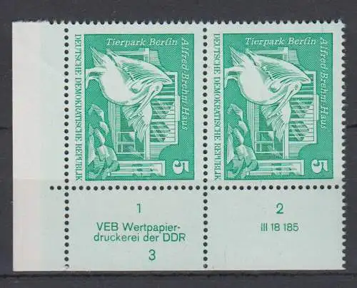 DDR 1842 I DV3 Druckvermerk Formnummer 3 postfrisch ** Eckrand (6331A)