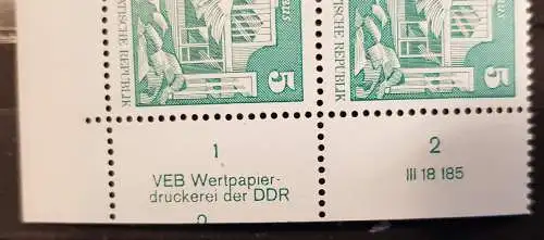 DDR 1842 I DV3 WPD Druckvermerk Formnummer 2 Oben+Unten postfrisch ** (6348A)