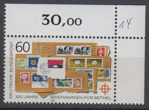 BRD 1395 postfrisch ** Eckrand Oberrand (8959B)