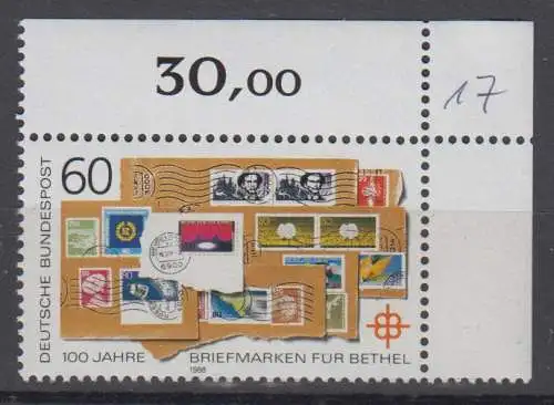BRD 1395 postfrisch ** Eckrand Oberrand (8959C)