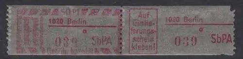 DDR SbPÄ 2 F **Z 1020 Berlin a Einschreibemarken  postfrisch **  (8992A)