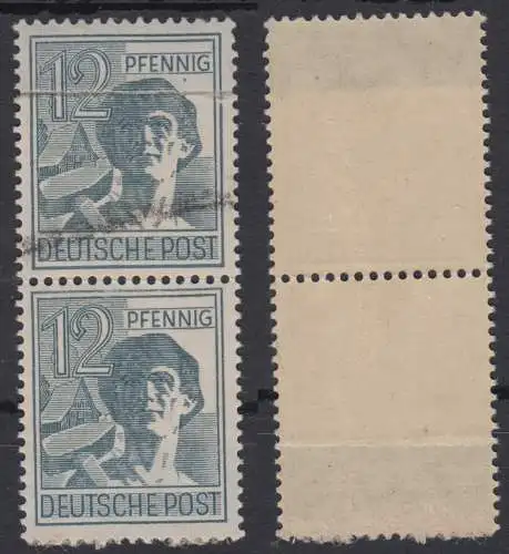 947 Pa geklebte Papierbahn Pärchen m.Makulaturstrich Alliierte Besetzung  (2287A)