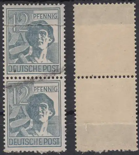 947 Pa geklebte Papierbahn Pärchen m.Makulaturstrich Alliierte Besetzung  (2283C)