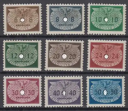 Generalgouvernement Dienst 16 - 24 mit Falz * (10.096C)