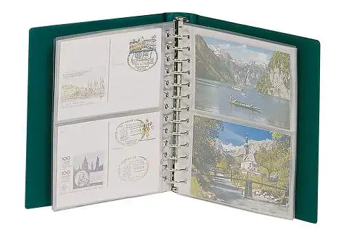 CLASSIC Postkarten Album mit 20 Blatt Lindner 1103K 1103 K-G GRÜN Ringbinder 