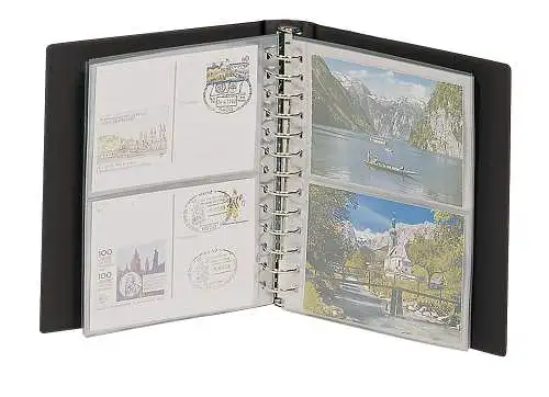 CLASSIC Postkarten Album mit 20 Blatt Lindner 1103K 1103 K-S SCHWARZ Ringbinder 