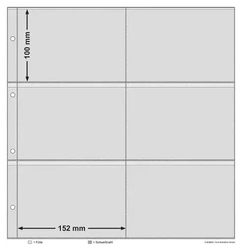 Einsteckblatt für Postkartenalbum 10 Stück KOBRA AK16Q 6 Taschen 