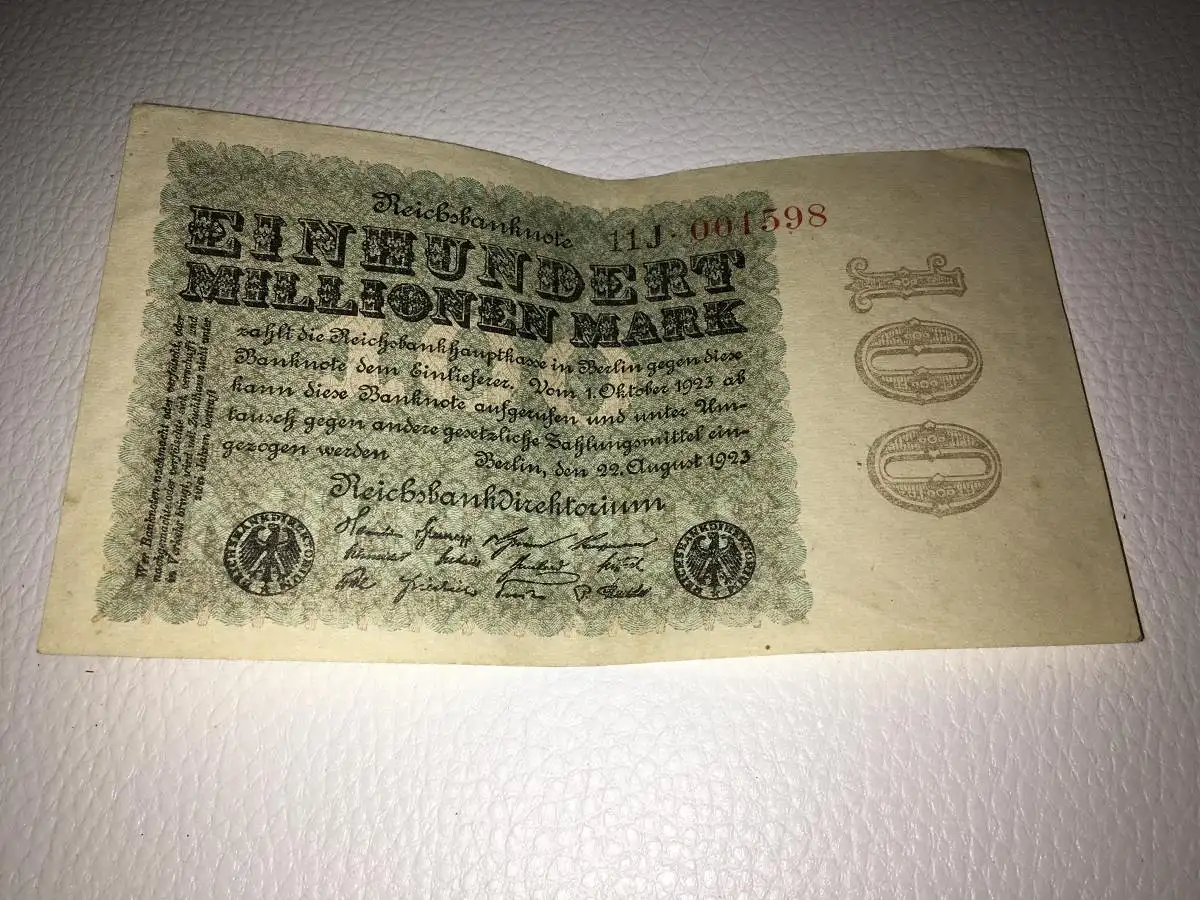 Reichsbanknote 100 Millionen Mark Gutschein vom 22.8.1923 Berlin Notgeld Inflationsgeld