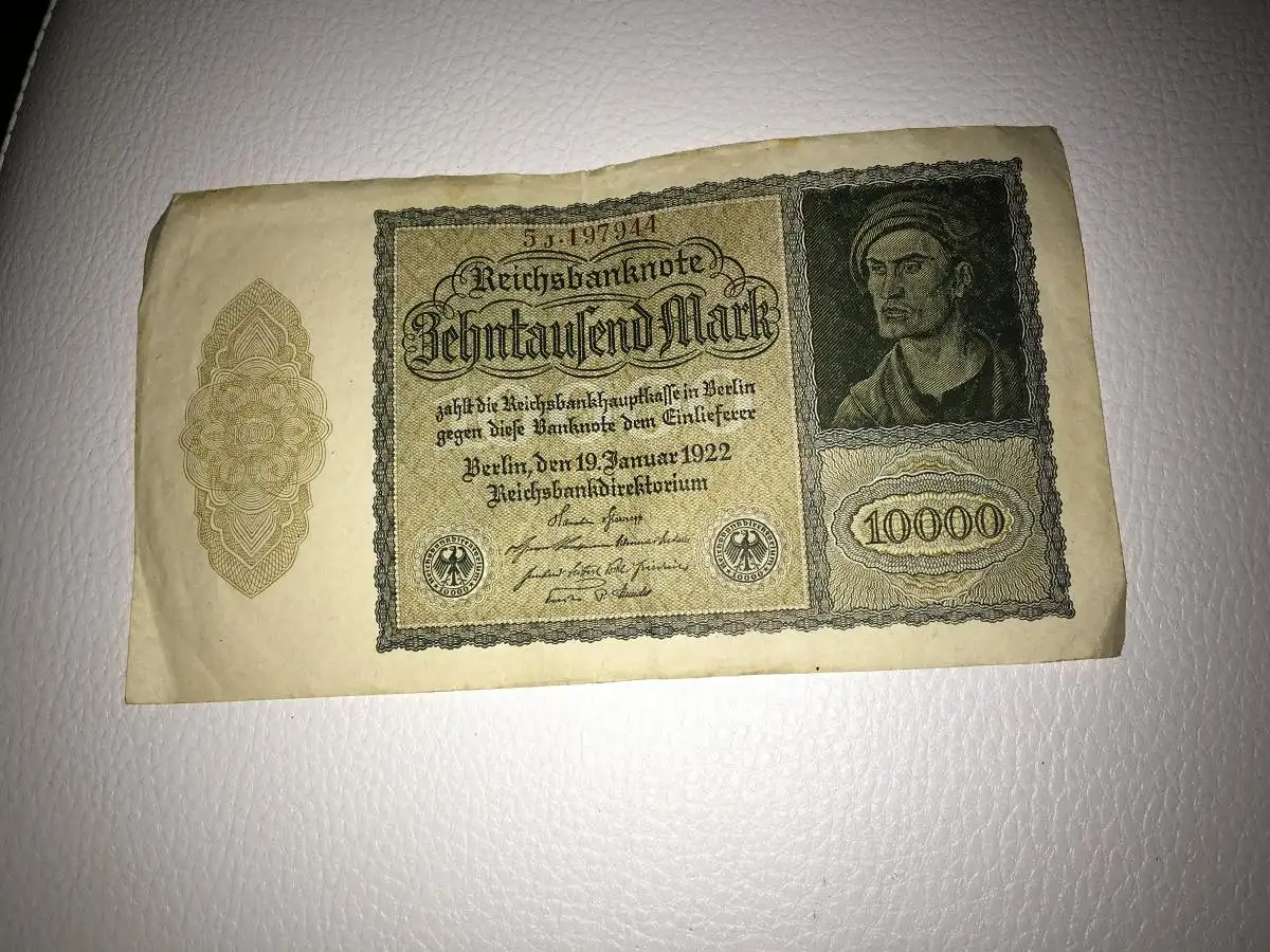 Reichsbanknote 10.000 Mark vom 19.1.1922 Stadt Berlin Notgeld Inflationsgeld 