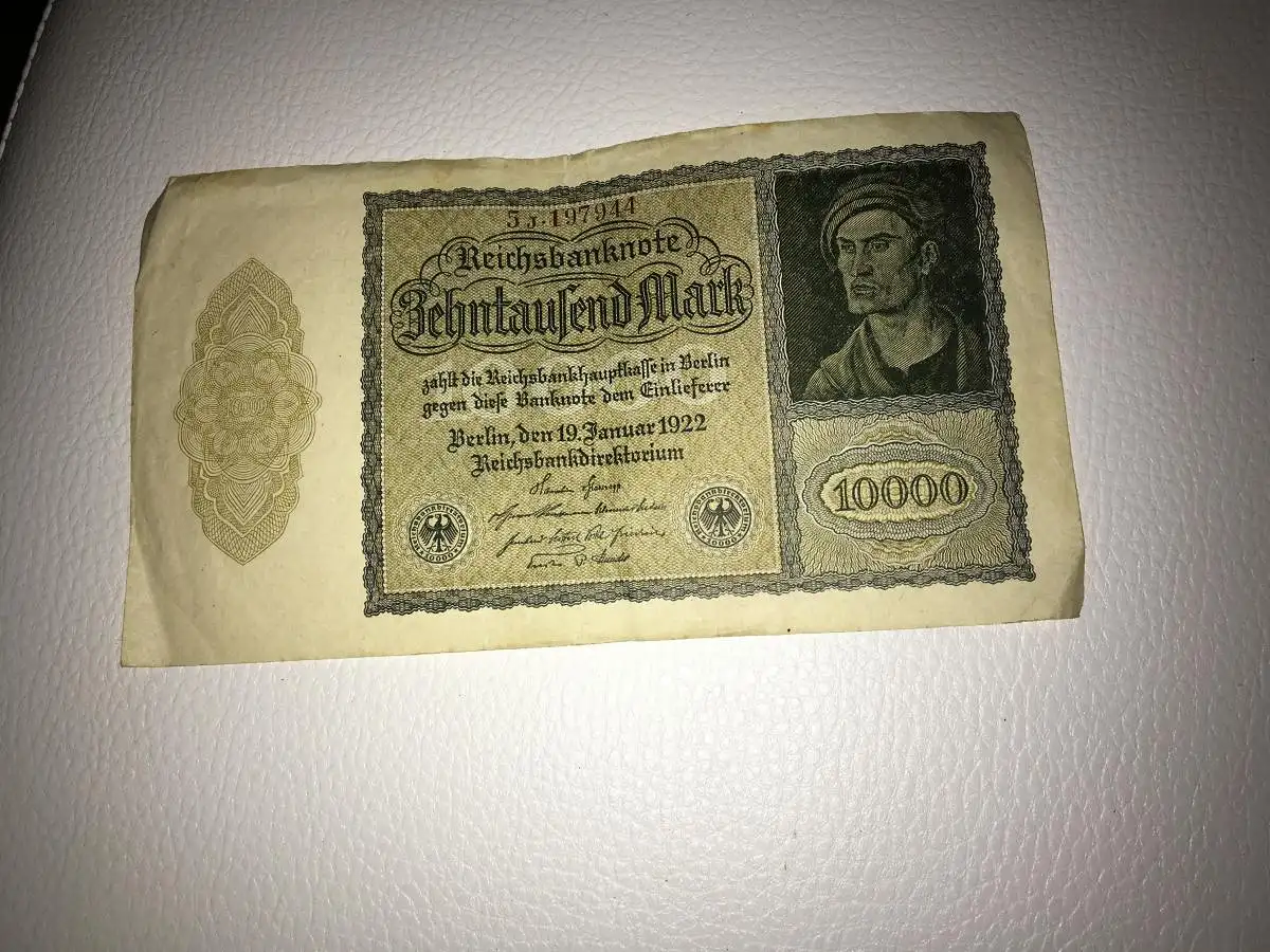 Reichsbanknote 10.000 Mark vom 19.1.1922 Stadt Berlin Notgeld Inflationsgeld 