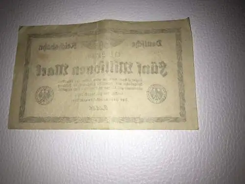 Reichsbanknote 5 Millionen Mark vom 22.8.1923 Berlin Deutsche Reichsbahn Notgeld Inflationsgeld