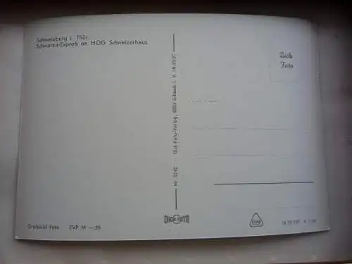 [Echtfotokarte schwarz/weiß] Schwarzburg in Thüringen, Schwarza-Expreß an HOG Schweizerhaus, DDR. 