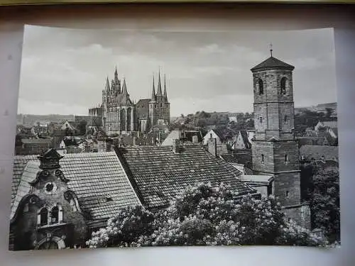 [Echtfotokarte schwarz/weiß] Erfurt Thüringen, Blick zum Dom, Gebr. Garloff KG, Magdeburg. 