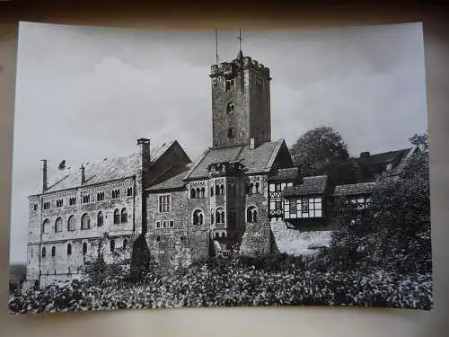 [Echtfotokarte schwarz/weiß] Die Wartburg, Eisenach, Thüringen, Bildpotskarte der Wartburgstiftung, Blick auf die Burg von Osten her. 