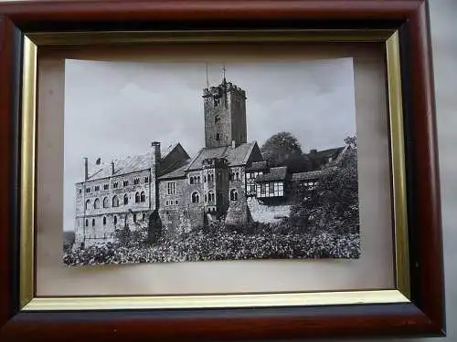 [Echtfotokarte schwarz/weiß] Die Wartburg, Eisenach, Thüringen, Bildpotskarte der Wartburgstiftung, Blick auf die Burg von Osten her. 