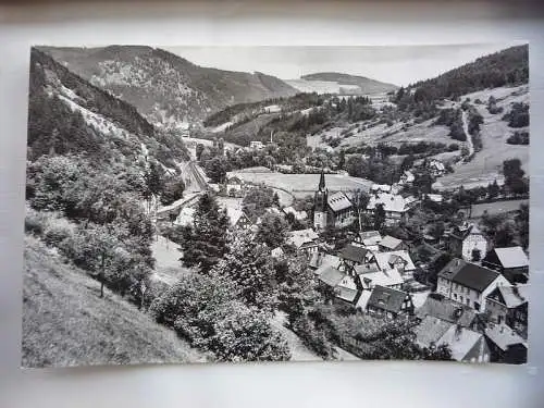 [Echtfotokarte schwarz/weiß] Mellenbach-Glasbach, Thüringer Wald, Thüringen, DDR, Panoramaansicht, Landschaft, VEB Bild und Heimat, Reichenbach (Vogtland). 