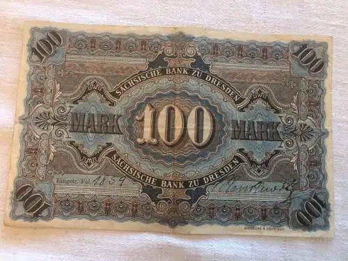 Reichsbanknote 100 Mark vom 2.1.1911 Die Sächsische Bank zu Dresden