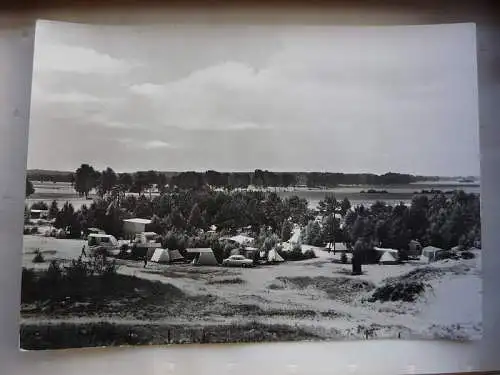 [Echtfotokarte schwarz/weiß] Grambin (Kr. Ueckermünde) Blick auf den Campingplatz. 