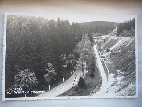 [Echtfotokarte schwarz/weiß] Strasse von Geising nach Zinnwald. 