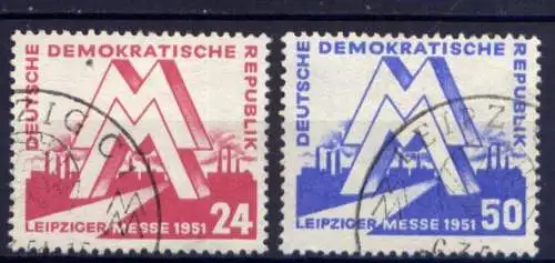 DDR Nr.282/3                      O  used       (26412) ( Jahr 1951 )
