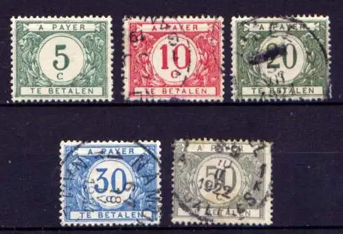 Belgien Porto Nr.17/21          O  used + *  unused            (1941)