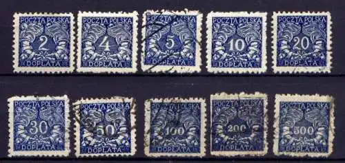 Polen Porto Nr.13/21          O  used + *  unused         (1817)