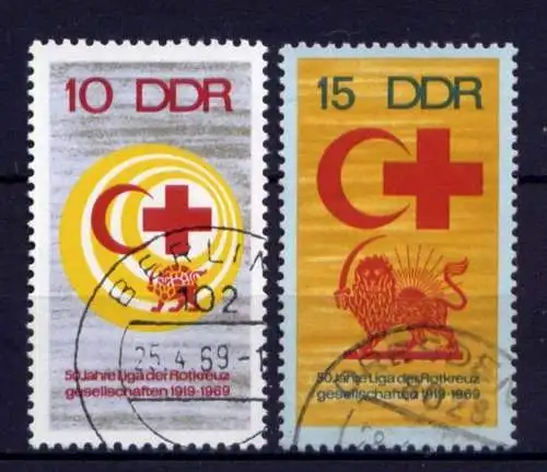 DDR Nr.1466/7                         O  used       (25970) ( Jahr 1969 )