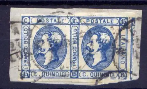 Italien Nr.15 II Paar Briefstück        O  used                (804)