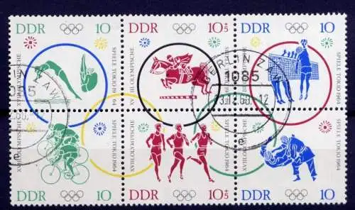 (25831) DDR Nr.1039/44 Sechserblock                        O  gestempelt