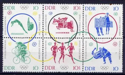 (25349) DDR Nr.1039/44 Sechserblock                 **  postfrisch