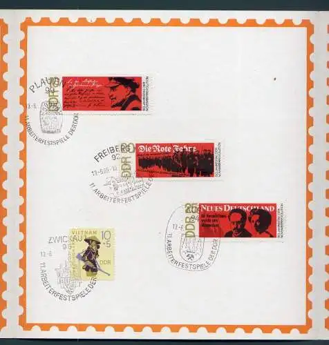 DDR Gedenkblatt 11.Arbeiterfestspiele im Bezirk Karl-Marx-Stadt 1969 diverse Ausgaben diverse Sonderstempel  (24824)