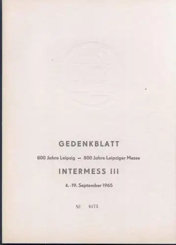 DDR Block 23/4  Intermess mit Vignette Leipzig 1965  (24818)