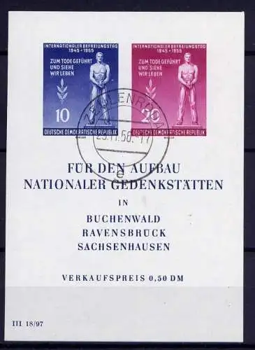 DDR Nr.459/60 B, Block 11                      O  used       (24736) ( Jahr 1955 )