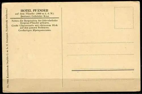 (4654) Hotel Pfänder auf dem Pfänder (1060 m ü. d. M.) - n. gel. - Nr. 3369