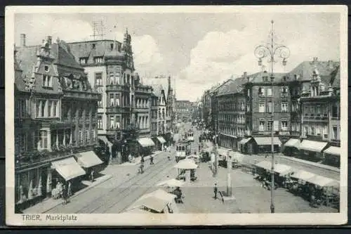 (4607) Trier, Marktplatz - Straßenbahn - gel. 1933 - Jakob Kron Kunst-Verlag Trier 36