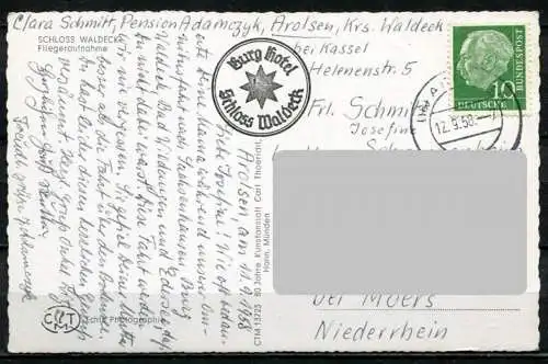 (4549) Schloss Waldeck - Fliegeraufnahme - gel. 1950 - CTM 13723