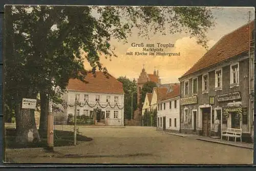 (04544) Gruß aus Teupitz  Marktplatz mit Kirche im Hintergrund - gel. 1930