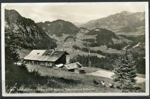 (04539) Sesselalm 1050 m bei Oberstdorf - Blick auf Tiefenbach und Breitachtal - gel. 1935 - Echte Fotografie