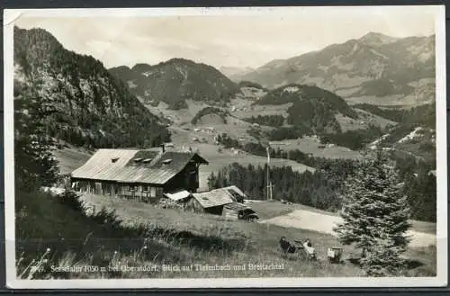 (4539) Sesselalm 1050 m bei Oberstdorf - Blick auf Tiefenbach und Breitachtal - gel. 1935 - Echte Fotografie