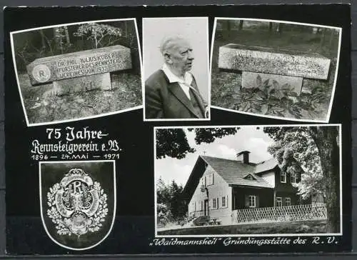 (04536) Dr. Julius Kober-Gedenkstein am Waldhaus "Waidmannsheil / Frankenwald - Mehrbildkarte - Echt Foto - beschrieben