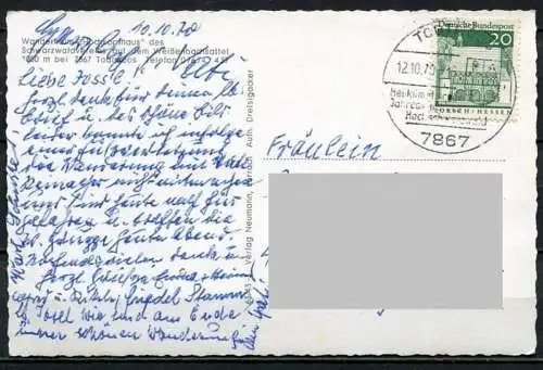 (4511) Wanderheim "Hochkopfhaus" des Schwarzwald-Vereins auf dem Weißenbachsattel bei Todtmoos - gel. 1970